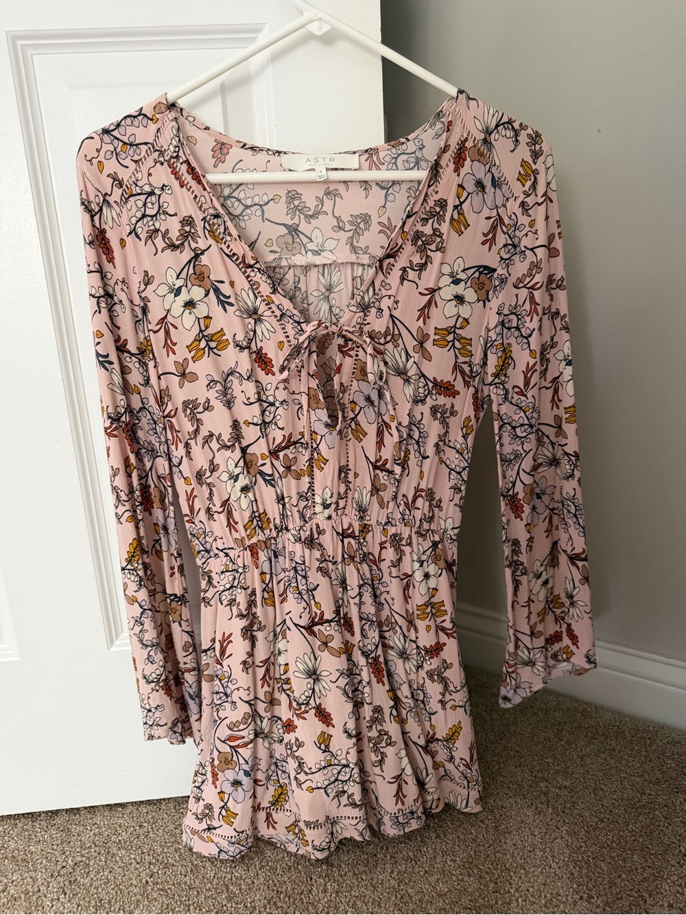 Astr the Label Light Pink Floral Ruffled Shorts Romper